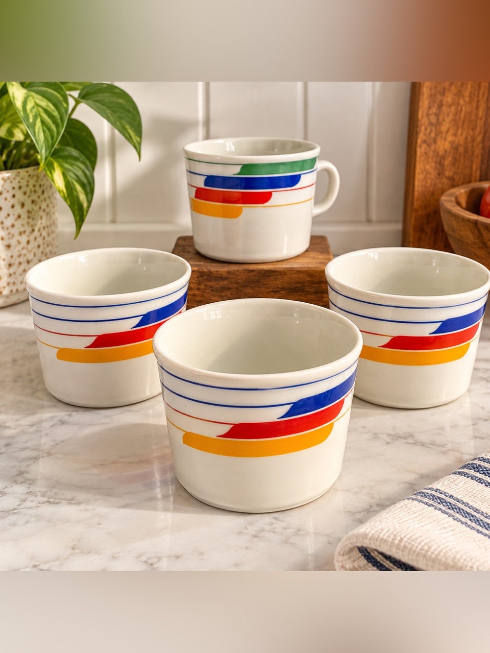 Vintage Studio Nova Primary Gallery Fine China Cups - Set of 4